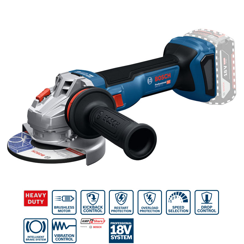 125mm Máy mài góc dùng pin 18V Bosch GWS 18V-11 S (Chưa Pin & Sạc)