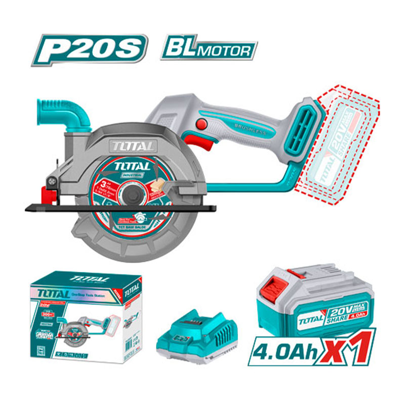 140mm Máy cưa đĩa dùng pin 20V Total TSLI14021 (1 Pin 4.0Ah & Sạc)