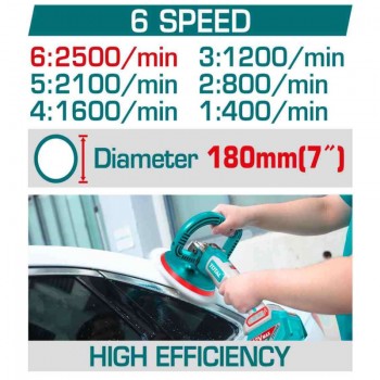 180mm Máy đánh bóng dùng pin 42V Total TAPLI42181 (1 Pin 2.0Ah, 1 Sạc) - Ảnh 4