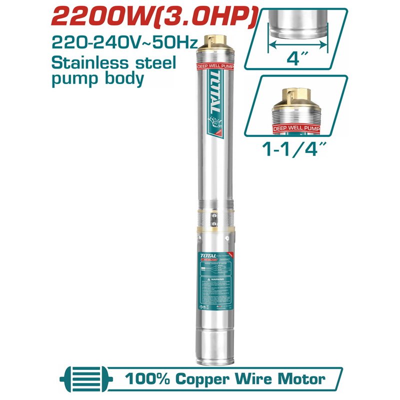 2200W Máy bơm giếng sâu 180m Total TWP522001