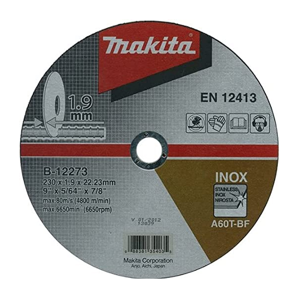 230 x 1.9 x 22.2mm Đá cắt inox Makita B-12273