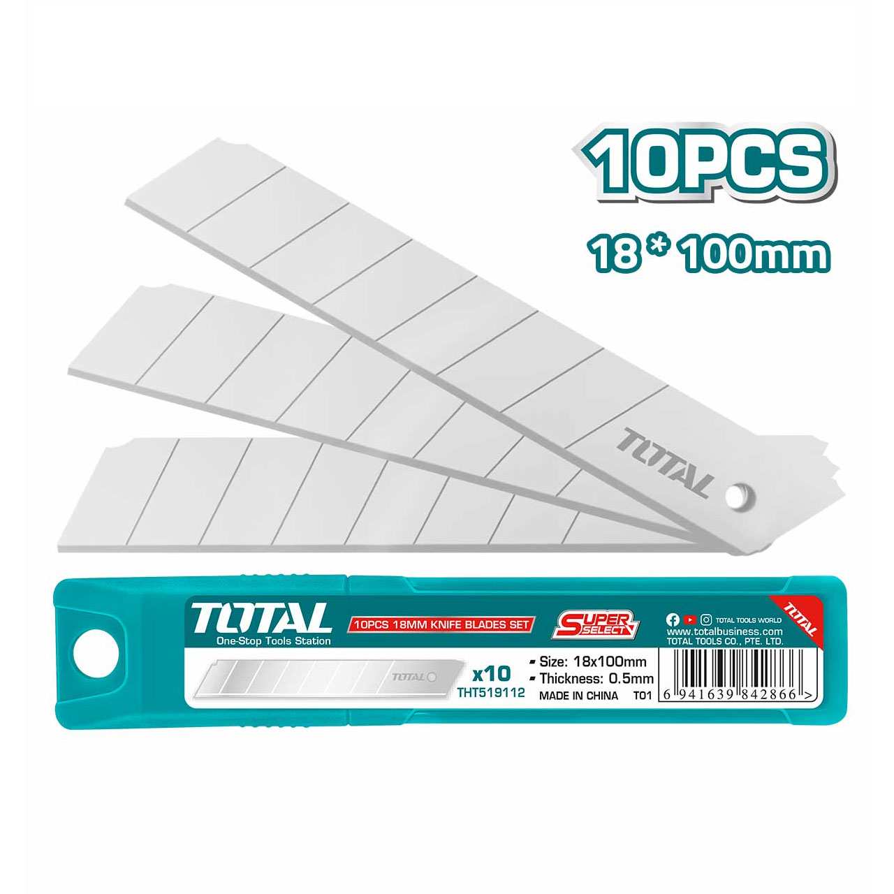 Bộ 10 lưỡi dao Size 18x100mm - 120/T Total THT519112