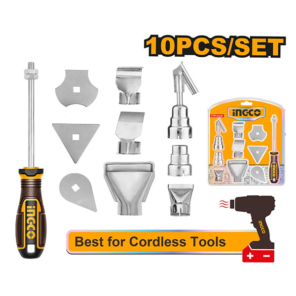 Bộ 10 món phụ kiện thổi nhiệt Ingco HGA0131