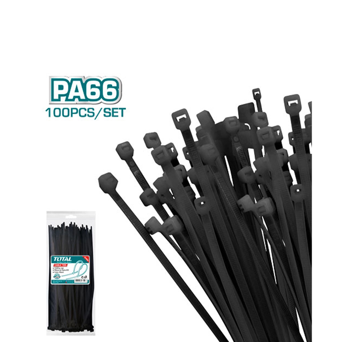 Bộ 100 dây rút nhựa đen Total THTCTB25048 250x4.8mm