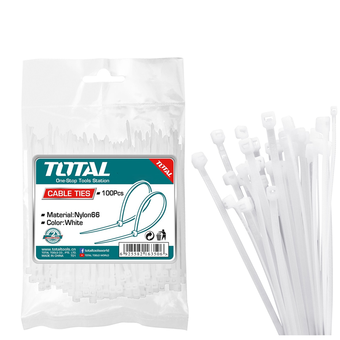 Bộ 100 dây rút nhựa trắng Total THTCT3001 300x4.8mm