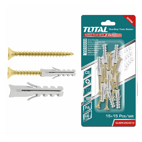 Bộ 15 tắc kê và vít ST4.0x40mm Total WJSPK4504512
