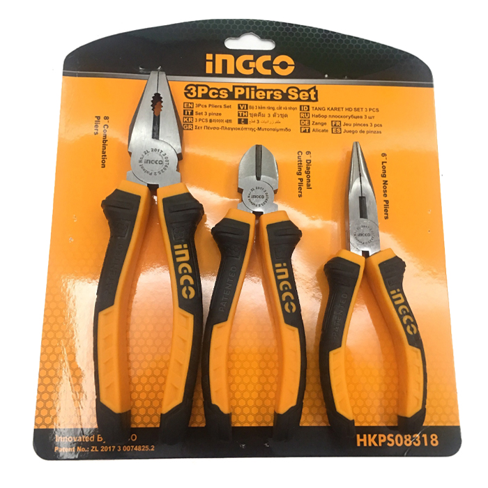 Bộ 3 kìm răng, cắt và nhọn INGCO HKPS08318