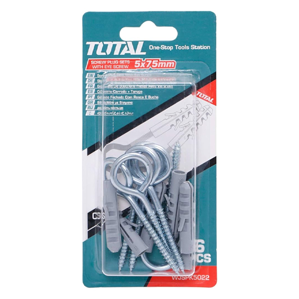 Bộ 6 tắc kê và vít móc tròn 5.0x75mm Total WJSPK5022