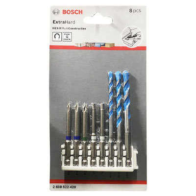 Bộ 8 món đầu vặn vít và mũi khoan tường Bosch 2608522420