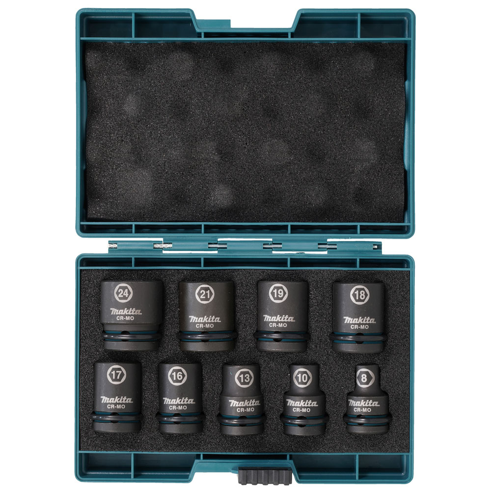 Bộ 9 đầu tuýp mở bu lông 1/2" Impact Black Makita E-16564