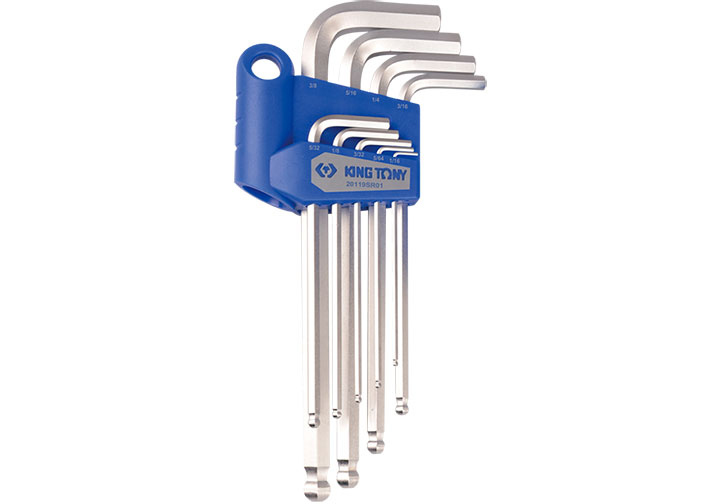 Bộ chìa lục giác bi dài 9 chi tiết hệ inch 1/16 - 5/64" Kingtony 20129SR