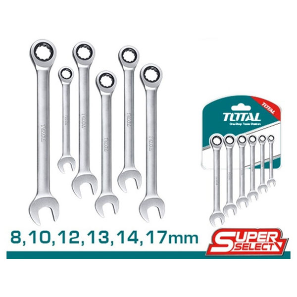 Bộ cờ lê vòng miệng tự động 6 chi tiết Total THT102RK566 8-17mm