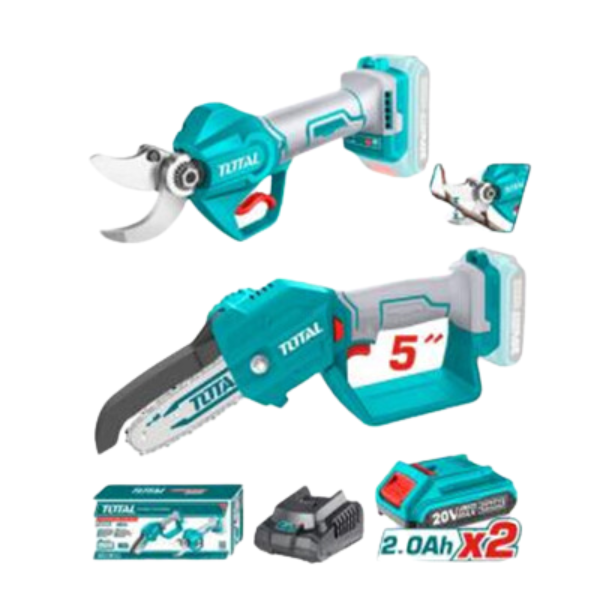 Bộ combo 2 máy cắt cành và máy cưa xích mini dùng pin 20V Total TOSLI23012