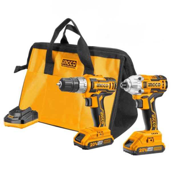 Bộ Combo máy Khoan 10mm & máy siết vít 1/4" dùng pin Lithium Ingco CKLI2006 (20V)