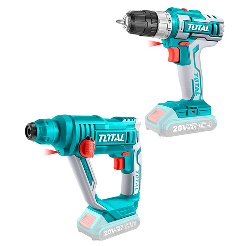 Bộ combo máy khoan búa và máy khoan dùng pin 20V Total TCKLI2008