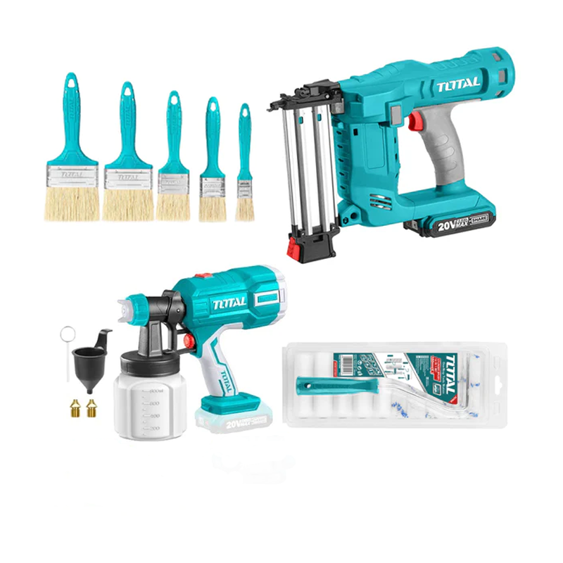 Bộ combo súng bắn đinh TCBNLI2016 máy phun sơn TCSGLI20406 dùng pin 20V Total TOSLI23054