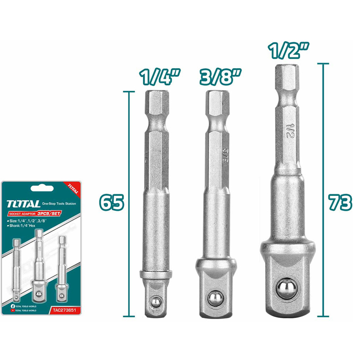 Bộ đầu chuyển tuýp Total TAC273651 1/4"