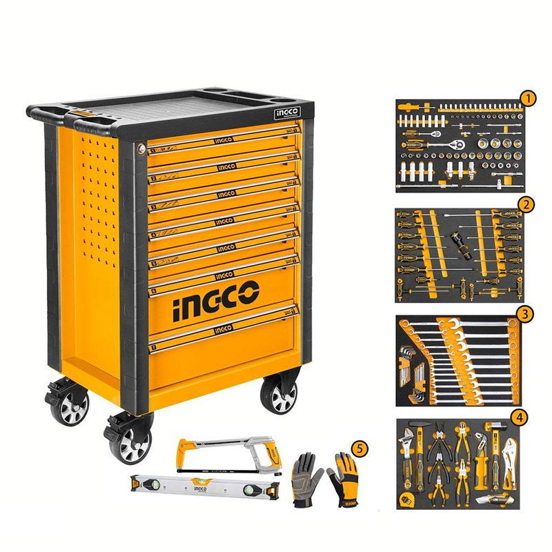 Bộ đồ nghề đa năng đựng trong tủ kéo 162 chi tiết INGCO HTCS271621