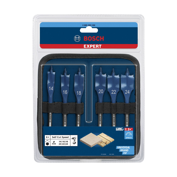 Bộ khoan gỗ đuôi cá Bosch 2608900332 (14/16/18/20/22/24mm)