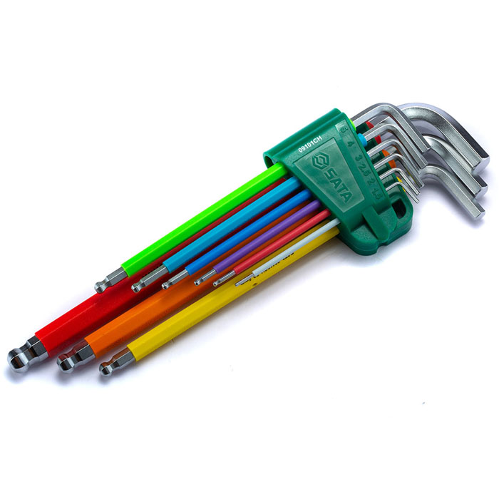 Bộ lục giác bi dài 9 chi tiết 1-10mm Sata 09101CH