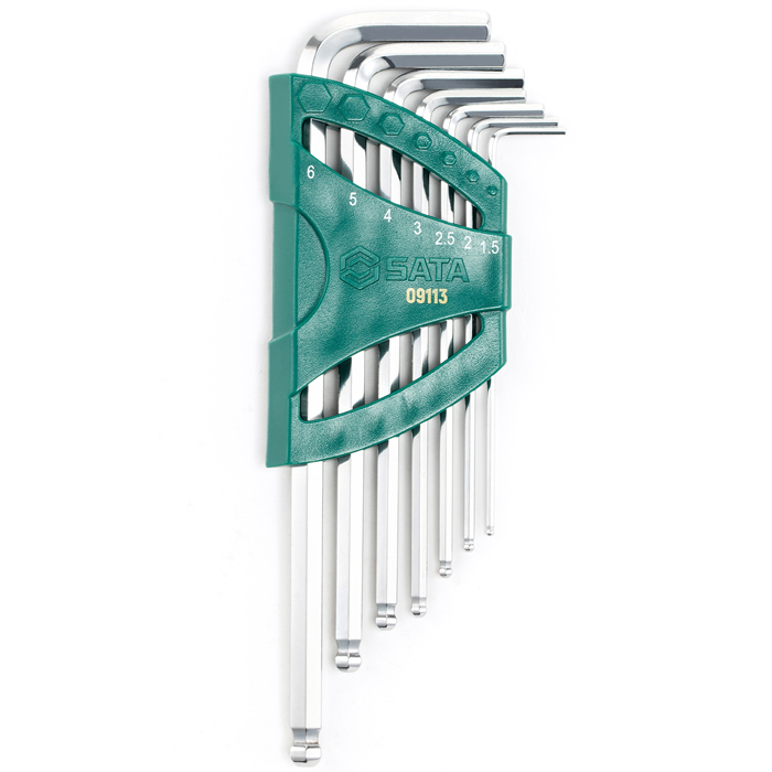 Bộ lục giác dài đầu bi 7 chi tiết SATA 09113