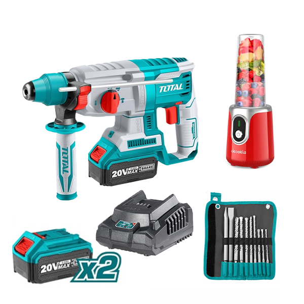 Bộ máy khoan búa dùng pin TRHLI202287 & máy xay sinh tố KMJB022R Total TOSLI23061