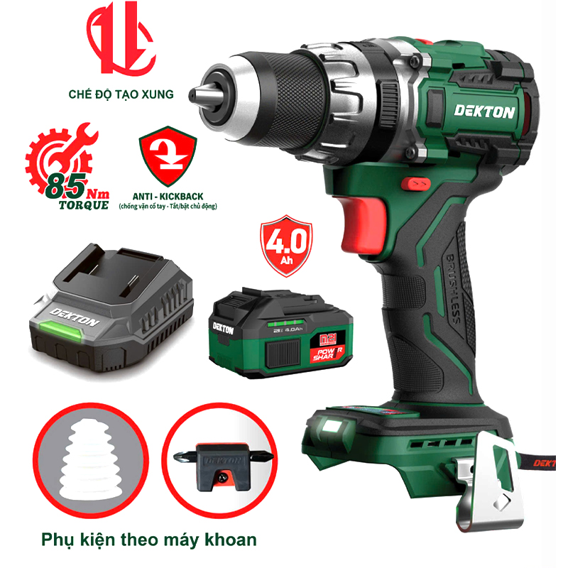 Bộ Máy khoan động lực dùng pin 21V Dekton M21-KB1385PRO (1 Pin 4.0Ah, 1 Sạc)