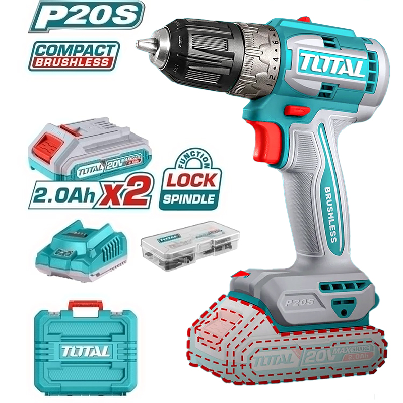Bộ máy khoan vặn vít dùng pin 20V Total TDLI20453