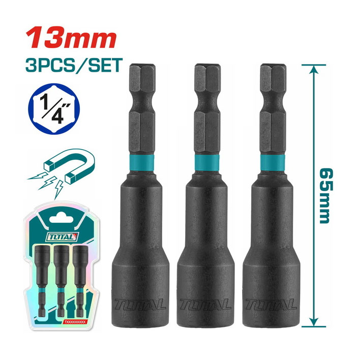 Bộ mũi bắn tôn 3 chi tiết 1/4" Total TAC271331 13mm