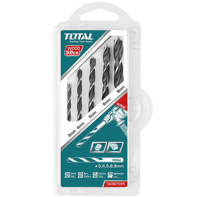 Bộ mũi khoan gỗ 5 chi tiết Total TACSD7055