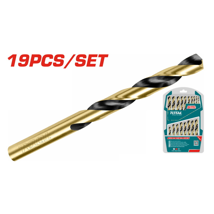 Bộ mũi khoan kim loại HSS 19 chi tiết Total TAKSDB9195 1-10mm
