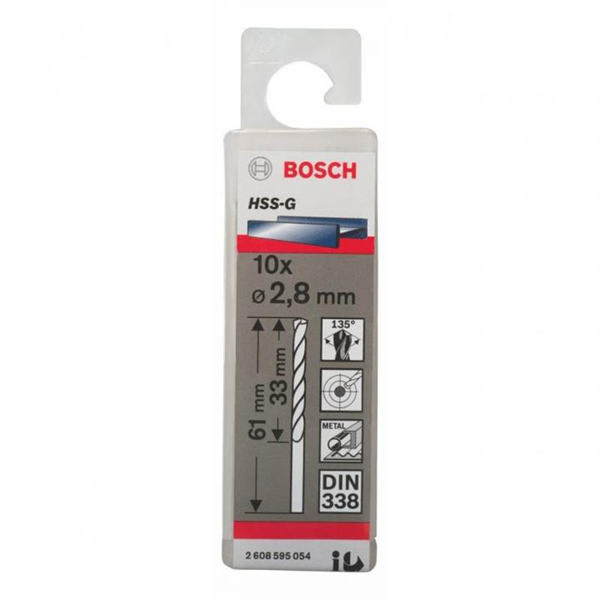 Bộ mũi khoan sắt 10 mũi 2.8mm HSS-G Bosch 2608595054