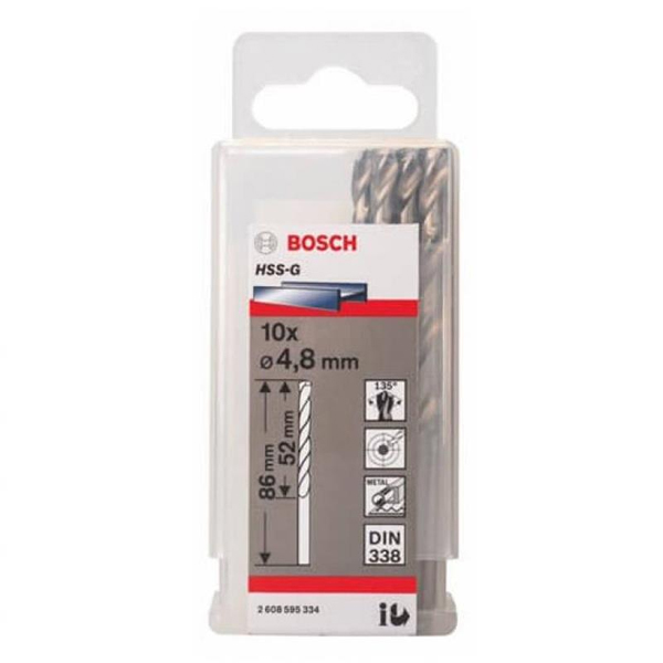 Bộ mũi khoan sắt 10 mũi 4.8mm HSS-G Bosch 2608595334