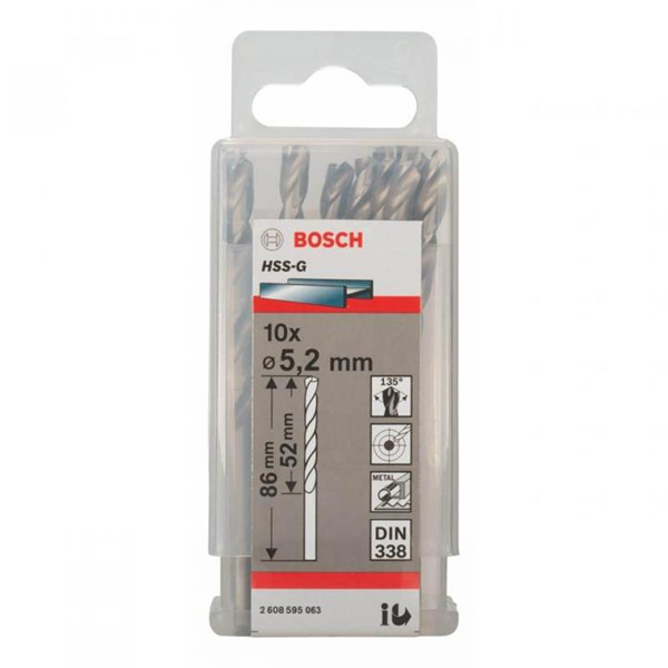 Bộ mũi khoan sắt 10 mũi 5.2mm HSS-G Bosch 2608595063