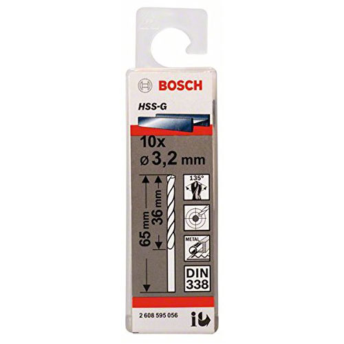 Bộ mũi khoan sắt 10 mũi HSS-G Bocsh 2608595056 (3.2mm)