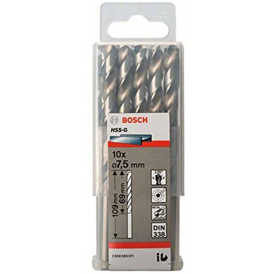 Bộ mũi khoan sắt 10 mũi HSS-G Bocsh 2608595071 7.5mm
