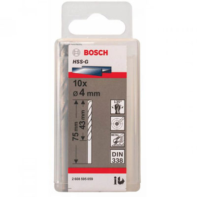 Bộ mũi khoan sắt 10 mũi HSS-G Bocsh 4mm 2608595059