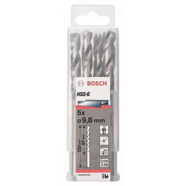 Bộ mũi khoan sắt 5 mũi 9.8mm HSS-G Bosch 2608595338