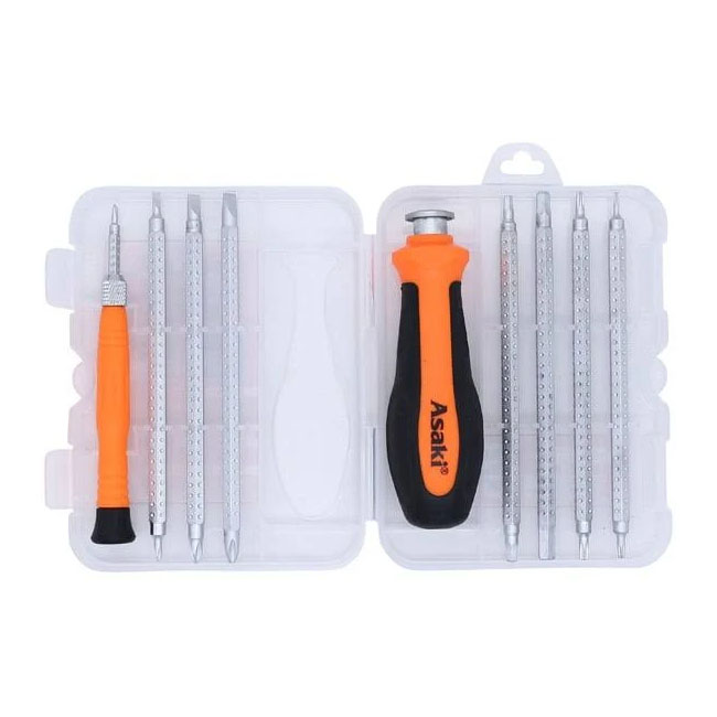 Bộ tuốc nơ vít 2 đầu 10 chi tiết Asaki AK-9082