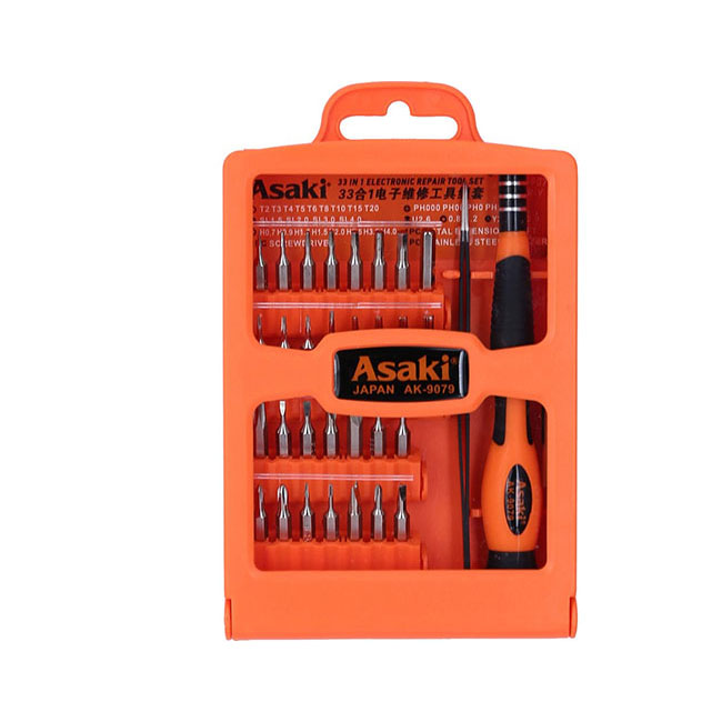 Bộ tuốc nơ vít điện tử 33 chi tiết Asaki AK-9079