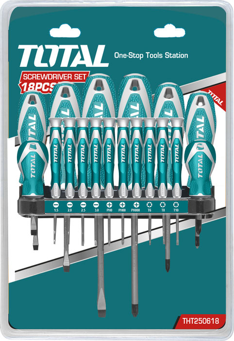 Bộ tuốc nơ vít (tô vít) 18 chi tiết Total THT250618