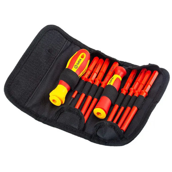 Bộ tuốt nơ vít cách điện VDE 1000V 10 chi tiết Sata 09304