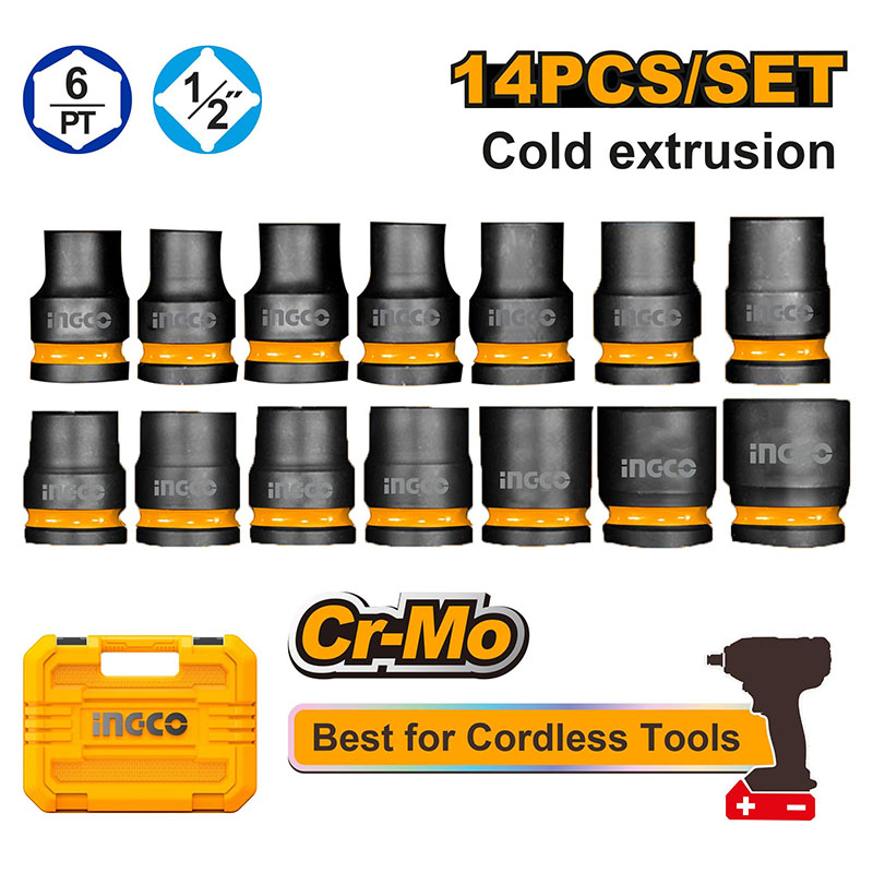 Bộ tuýp 14 chi tiết 1/2" Ingco HKISSD12141