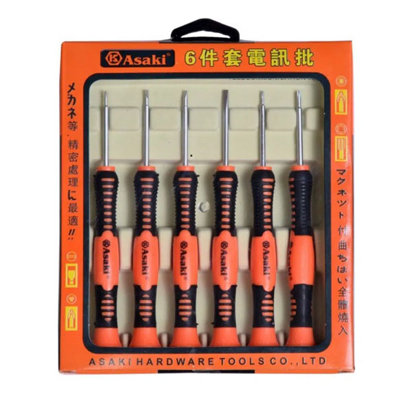 Bộ vít viễn thông 6 chi tiết Asaki AK-9074
