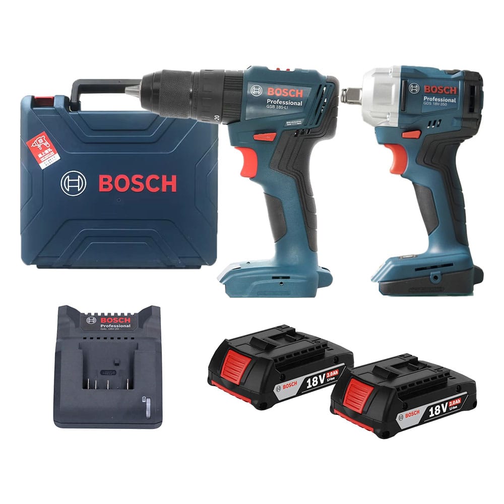 Combo Bosch 4 - Máy khoan động lực GSB 185-LI + Máy siết bu lông GDS 18V-350 + 2 Pin 18V 2.0Ah + 1 Sạc & Valy