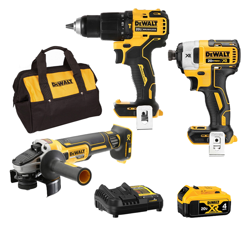 Combo Dewalt - Máy khoan DCD709N + Máy vặn vít DCF887N + Máy mài góc DCG405N + 1 Pin 4.0Ah + Sạc nhanh + Túi đựng