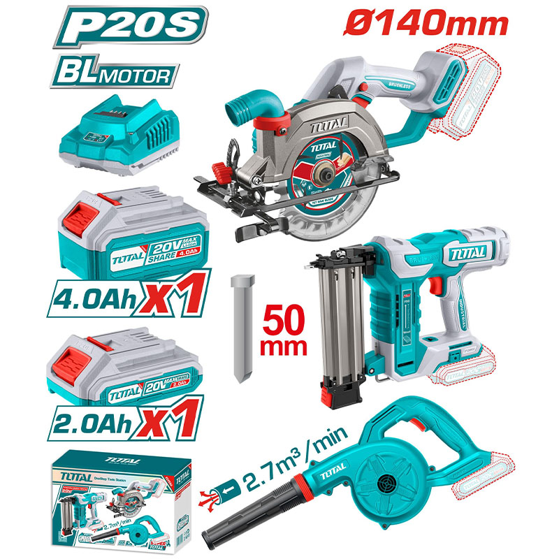 Combo Máy cưa đĩa TSLI1402 + Máy thổi TABLI20028 + Máy bắn đinh TBNLI5005 Total TOSLI240683