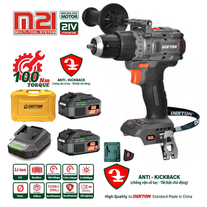 Alternative view of Combo Máy khoan động lực dùng pin 21V Dekton M21-ID13100PLUS (2 Pin 4.0Ah & Sạc)