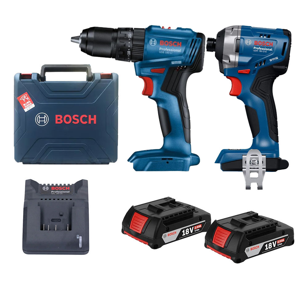 Combo máy khoan và máy vặn vít 18V Bosch GDR18V-215 & GSB185-LI (06019N20K4)