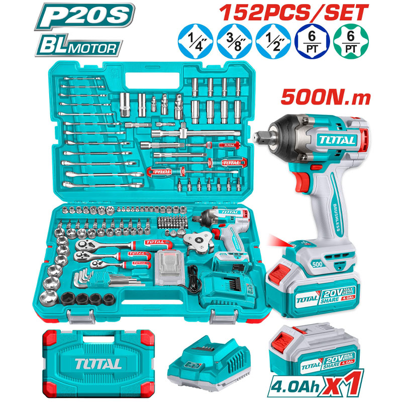 Combo máy siết bu lông TIWLI2050 kèm 152 phụ kiện Total THKTHP31522